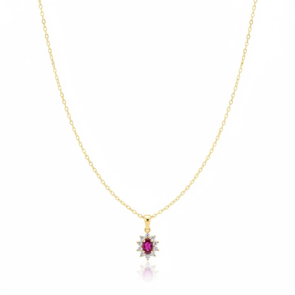 قلادة ذهب بحجر روبي