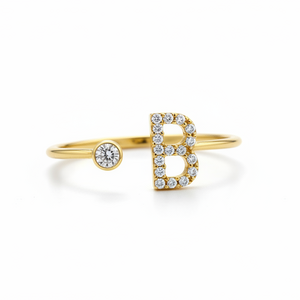 Gold B Letter Ring